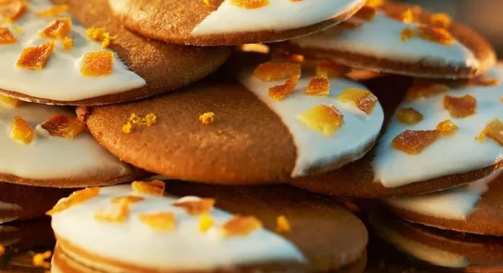 Μπισκότα Gingerbread με καραμελωμένο ξύσμα πορτοκαλιού