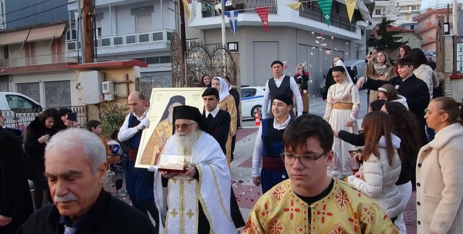 Λαμπρή υποδοχή της Εικόνας του Αγίου Καλλινίκου στα Γιαννιτσά